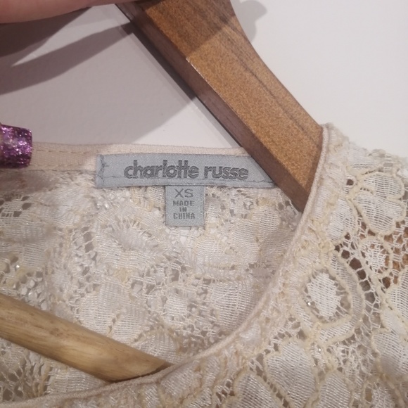 CHARLOTTE RUSSE Vintage Lace Ruffled Peplum Top - Picture 5 of 5